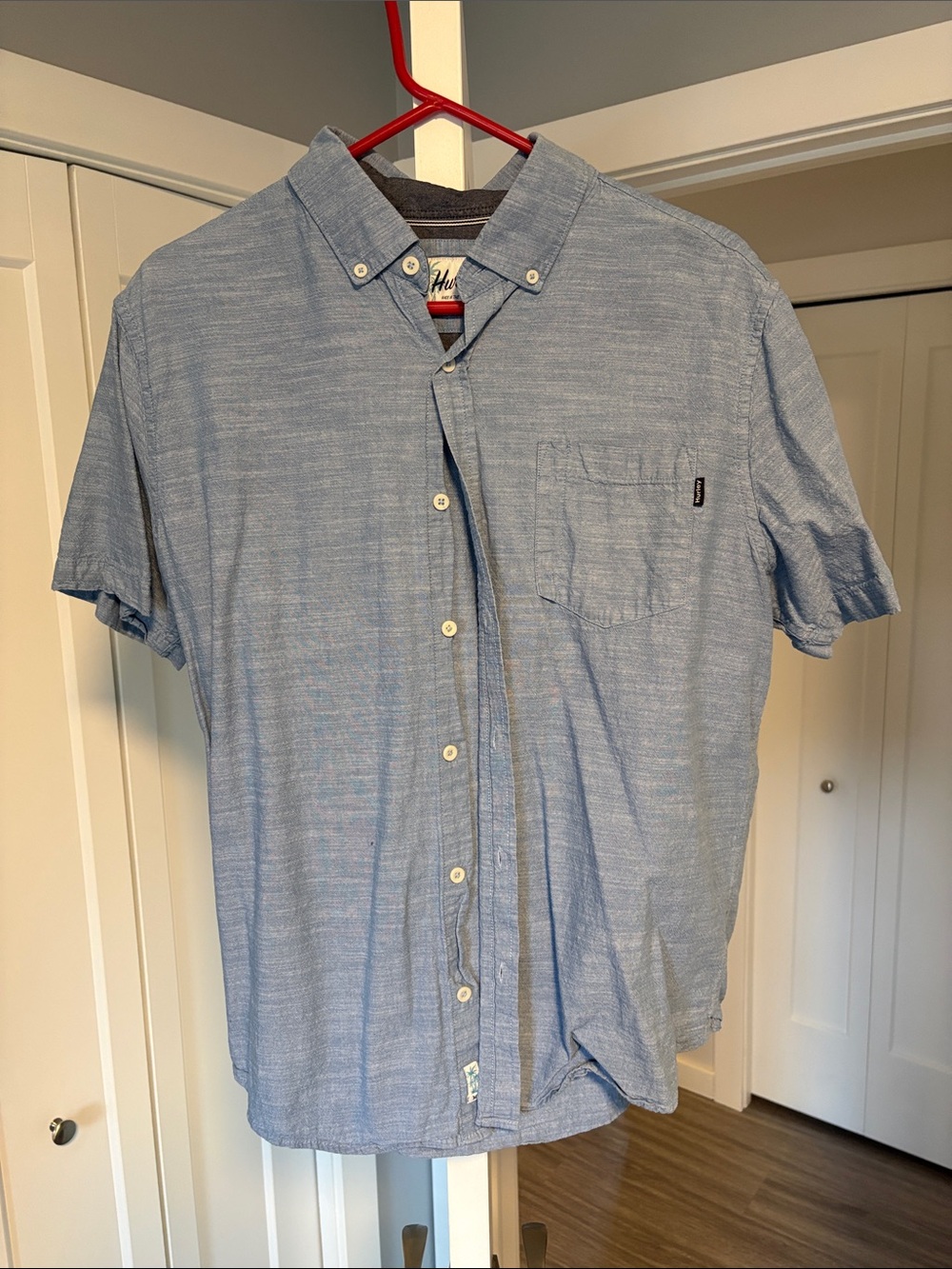Hurley Light Blue Short-Sleeve Button-Down Shirt